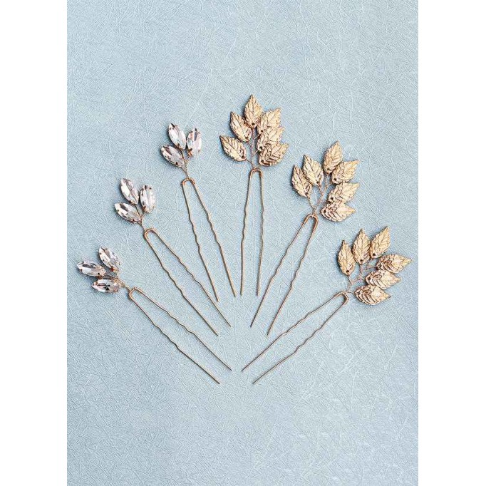 Dainty Leaf Hairpins Set