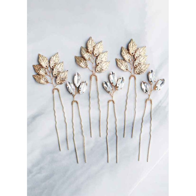 Dainty Leaf Hairpins Set