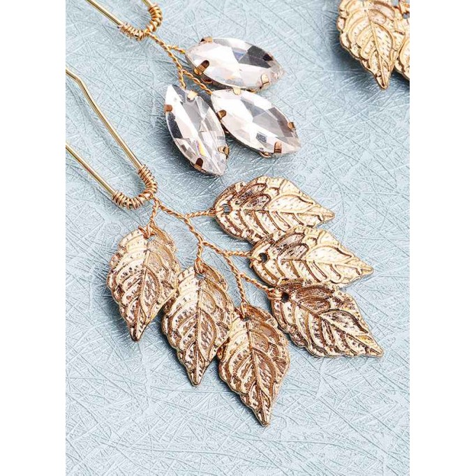 Dainty Leaf Hairpins Set