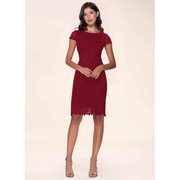 Blush Mark Heavenly Kiss Burgundy Lace Bodycon Short Dress