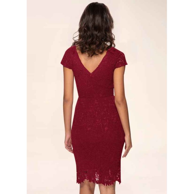 Blush Mark Heavenly Kiss Burgundy Lace Bodycon Short Dress