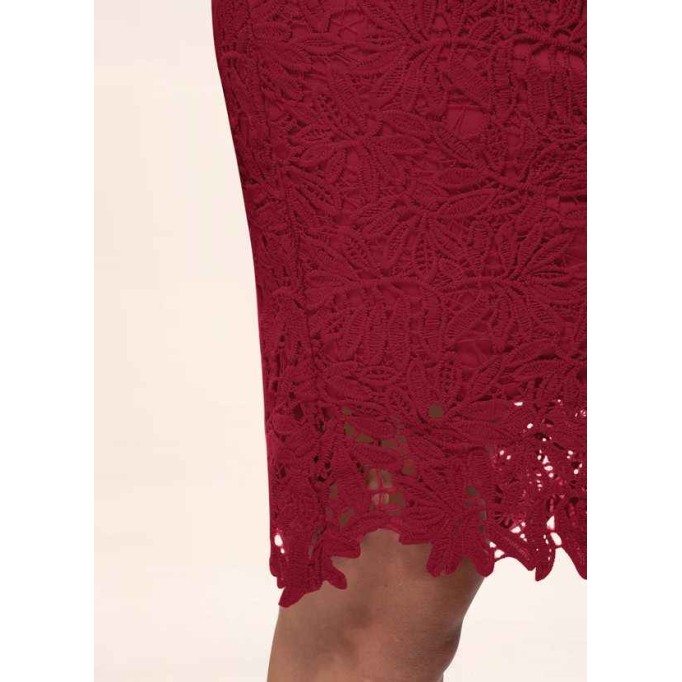 Blush Mark Heavenly Kiss Burgundy Lace Bodycon Short Dress