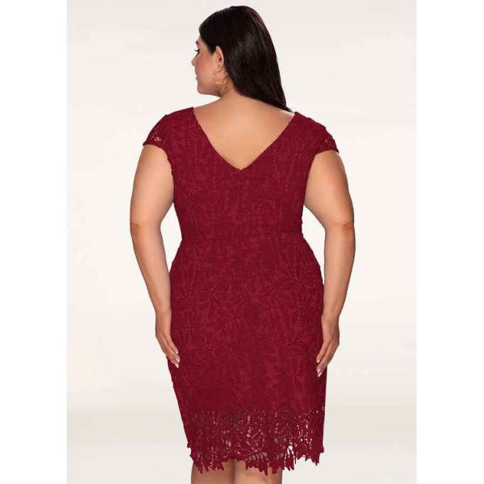 Blush Mark Heavenly Kiss Burgundy Lace Bodycon Short Dress