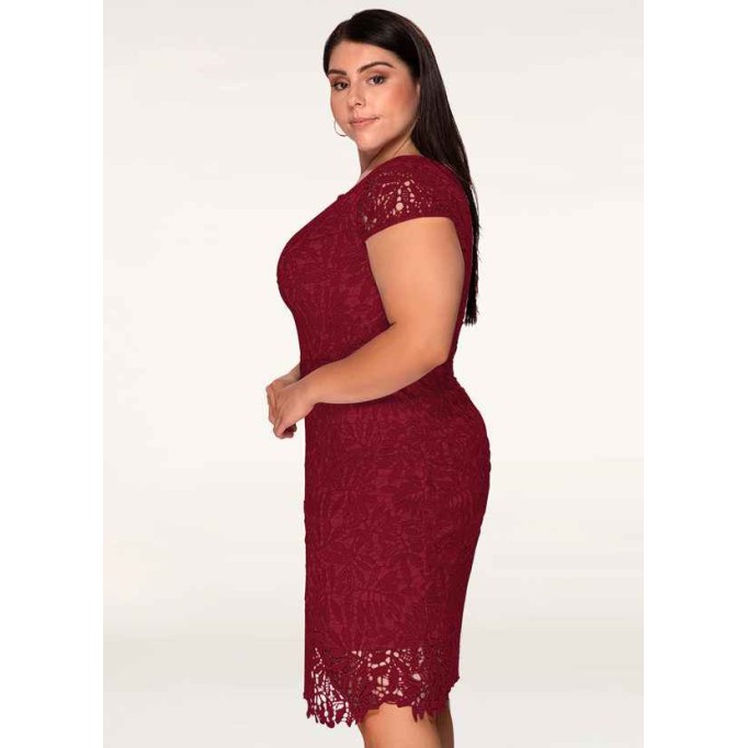 Blush Mark Heavenly Kiss Burgundy Lace Bodycon Short Dress