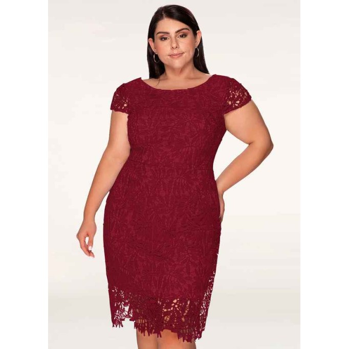 Blush Mark Heavenly Kiss Burgundy Lace Bodycon Short Dress