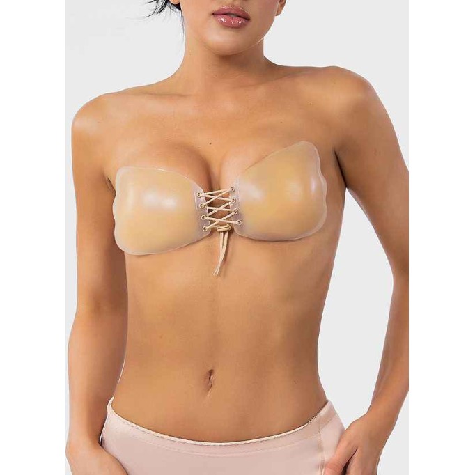 Strapless Adjustable Lace Up Adhesive Bra