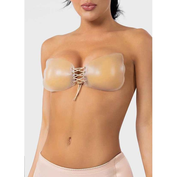 Strapless Adjustable Lace Up Adhesive Bra