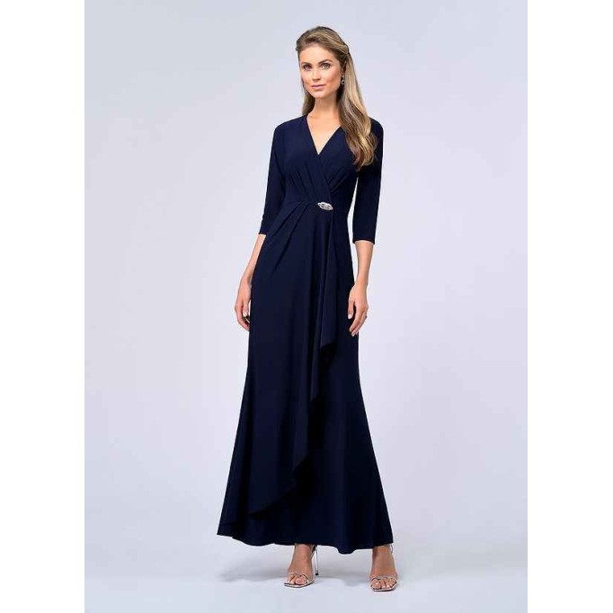 UpStudio Pleated V-Neck Jersey Gown