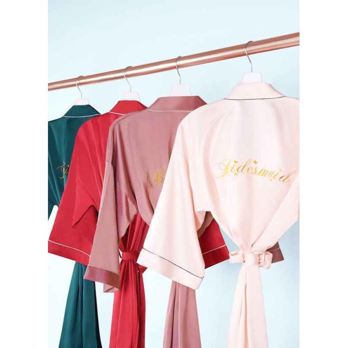 Pre-Wedding Embroidered Bridesmaid Satin Robe