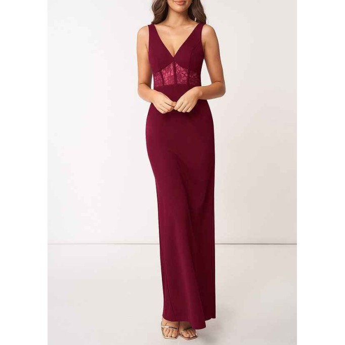 AZ Occasions Modern Romance Stretch Crepe Maxi Dress