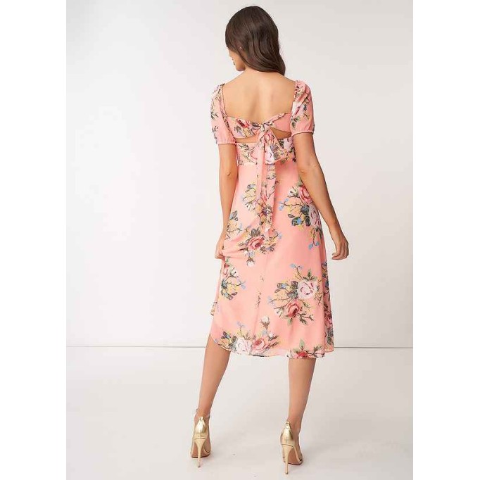 AZ Occasions Flower Meadow Floral Print Chiffon Midi Dress