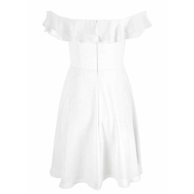 AZ Occasions Mini Chiffon Dress with Off the Shoulder Sleeves