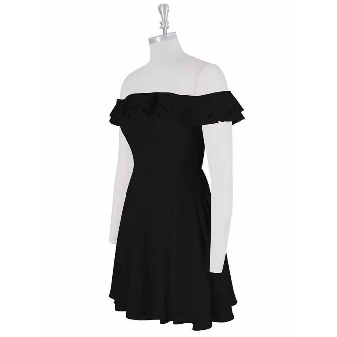 AZ Occasions Mini Chiffon Dress with Off the Shoulder Sleeves