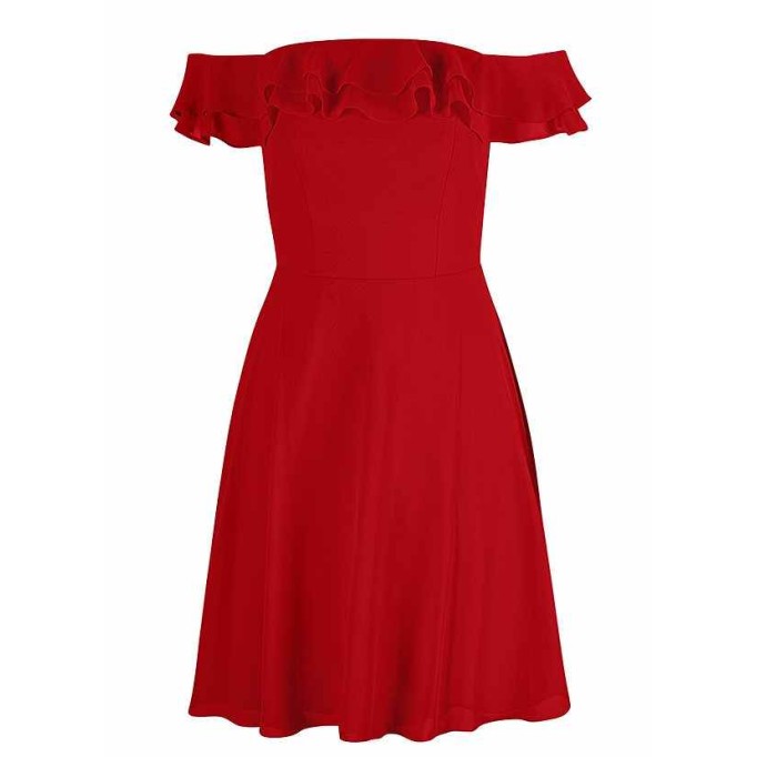 AZ Occasions Mini Chiffon Dress with Off the Shoulder Sleeves