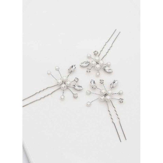 Pearl and Crystal Cluster Comb Set