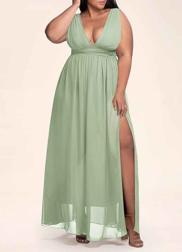 AZ Occasions Dancing Queen Dusty Sage Chiffon Maxi Dress