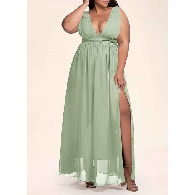 AZ Occasions Dancing Queen Dusty Sage Chiffon Maxi Dress