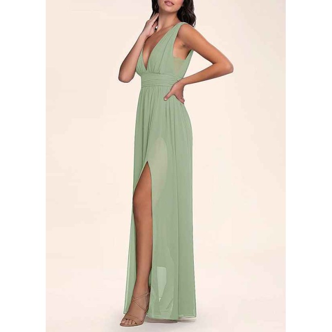 AZ Occasions Dancing Queen Dusty Sage Chiffon Maxi Dress