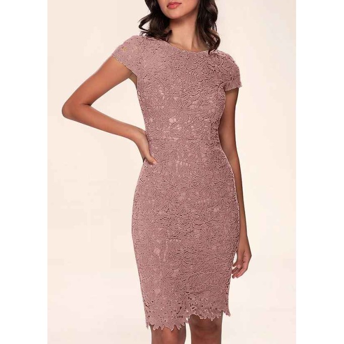 AZ Occasions Heavenly Kiss Dusty Rose Lace Bodycon Short Dress