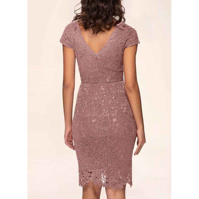 AZ Occasions Heavenly Kiss Dusty Rose Lace Bodycon Short Dress