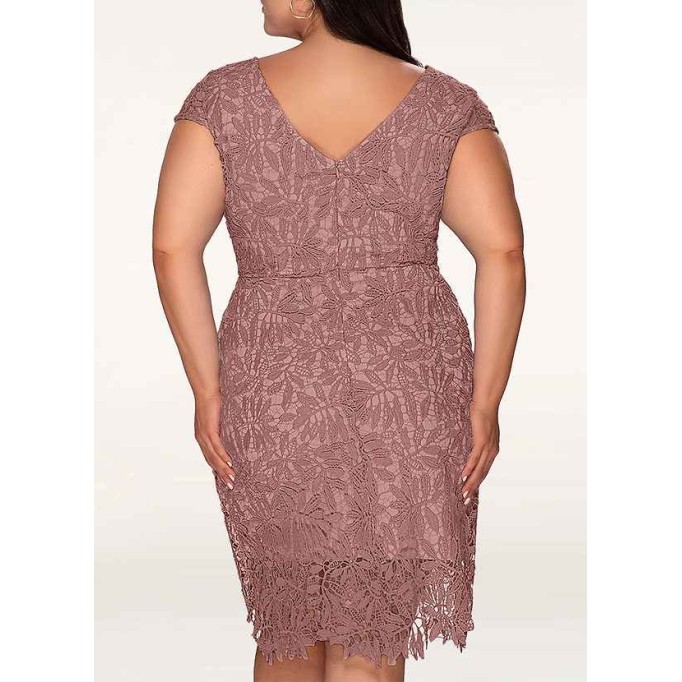 AZ Occasions Heavenly Kiss Dusty Rose Lace Bodycon Short Dress