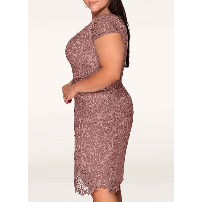 AZ Occasions Heavenly Kiss Dusty Rose Lace Bodycon Short Dress