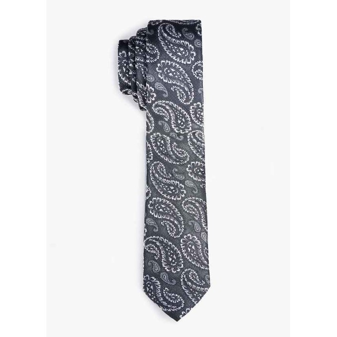 Men's White Paisley Skinny Tie