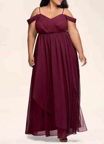 AZ Occasions Philosophy Of Love Cabernet Chiffon Maxi Dress