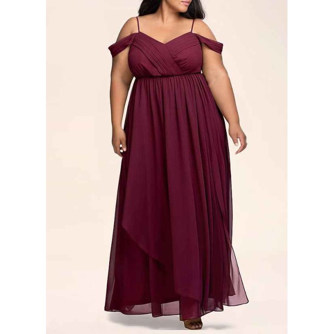 AZ Occasions Philosophy Of Love Cabernet Chiffon Maxi Dress