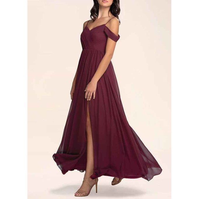 AZ Occasions Philosophy Of Love Cabernet Chiffon Maxi Dress