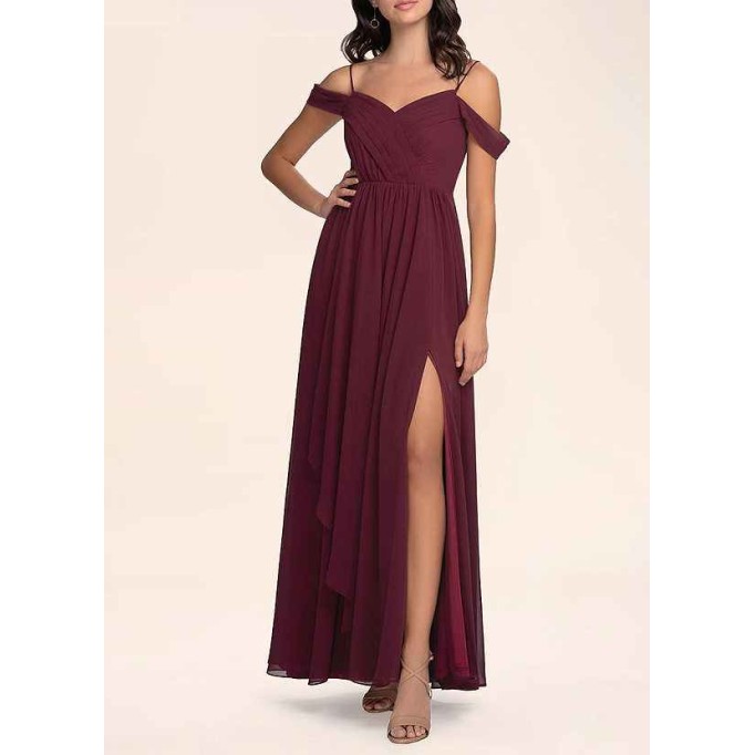 AZ Occasions Philosophy Of Love Cabernet Chiffon Maxi Dress