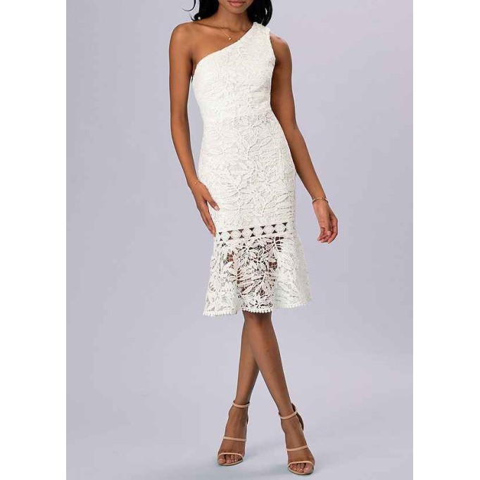 AZ Occasions Every Season Ivory Lace Midi Dress