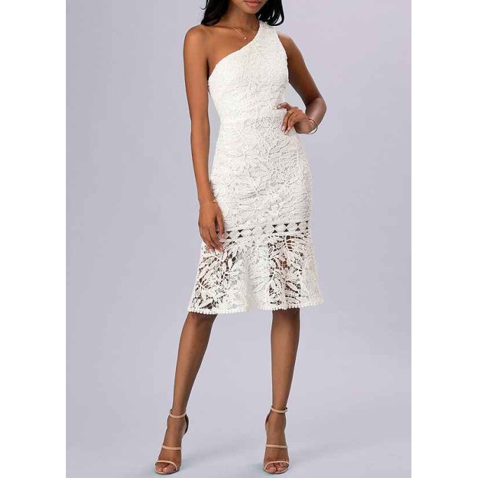 AZ Occasions Every Season Ivory Lace Midi Dress