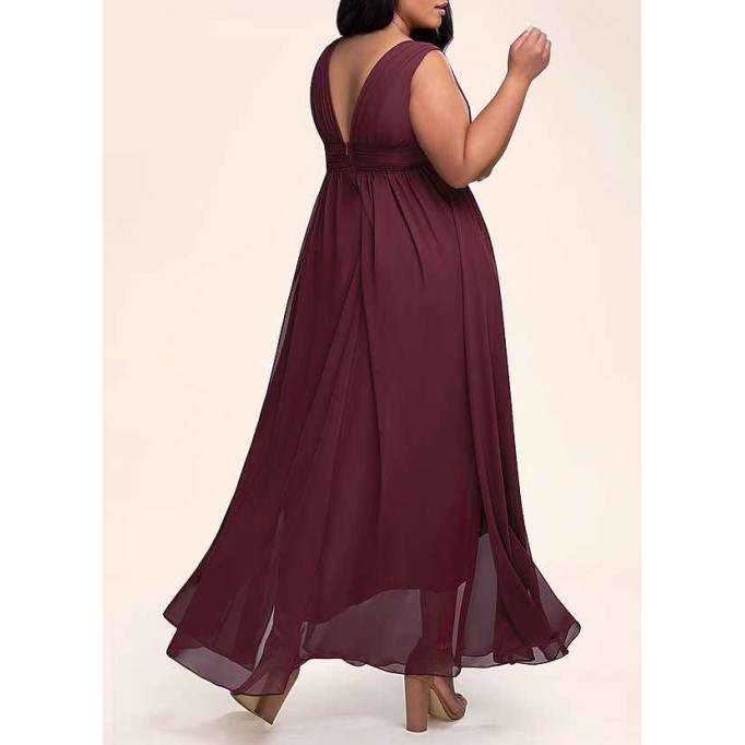 AZ Occasions Dancing Queen Cabernet Chiffon Maxi Dress