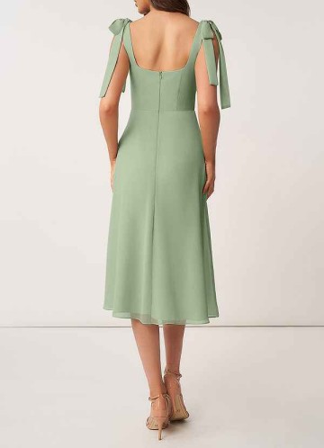 AZ Occasions Bow Tie Chiffon Midi Dress With Slit