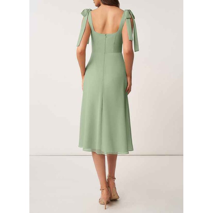 AZ Occasions Bow Tie Chiffon Midi Dress With Slit