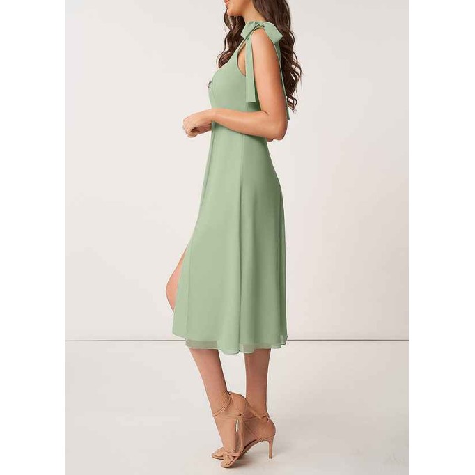 AZ Occasions Bow Tie Chiffon Midi Dress With Slit