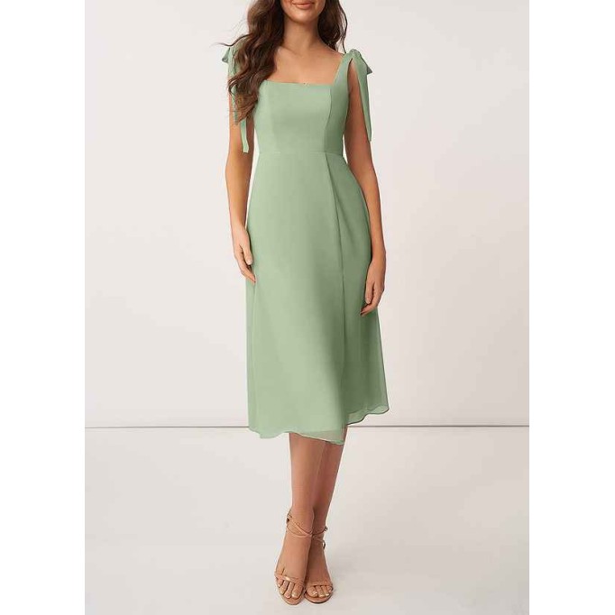 AZ Occasions Bow Tie Chiffon Midi Dress With Slit