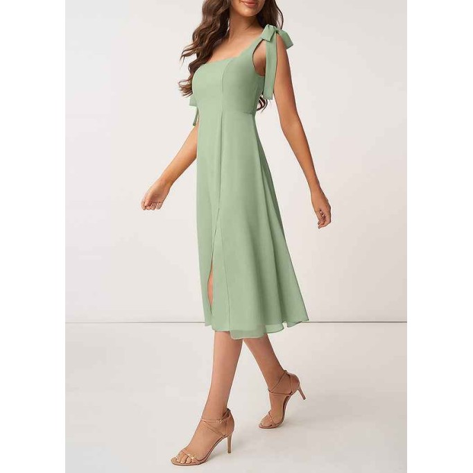 AZ Occasions Bow Tie Chiffon Midi Dress With Slit