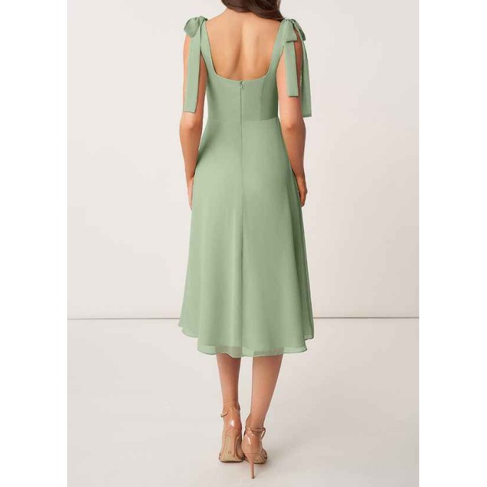 AZ Occasions Bow Tie Chiffon Midi Dress With Slit