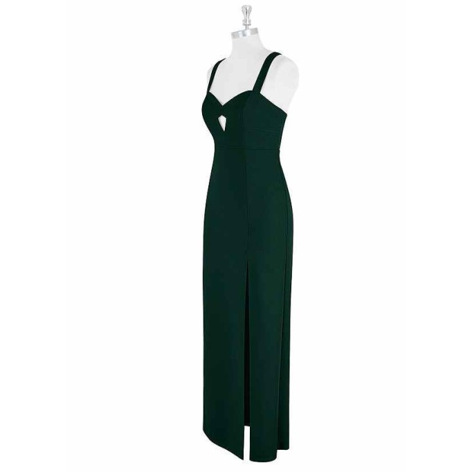 AZ Occasions Maxi Stretch Crepe Dress with Keyhole and Slit