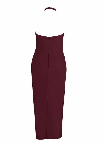 AZ Occasions Stretch Crepe Dress with Keyhole Halter Neckline