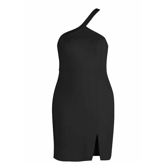 AZ Occasions Mini Stretch Crepe Dress with One Shoulder Strap