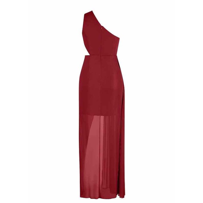 AZ Occasions Mesh One Shoulder Side Cutout Draped Dress